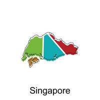 kaart van Singapore vector ontwerp sjabloon, nationaal borders en belangrijk steden illustratie