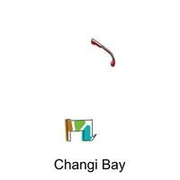 kaart van Changi baai vector ontwerp sjabloon, nationaal borders en belangrijk steden illustratie