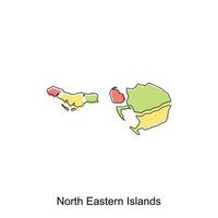 kaart van noorden oostelijk eilanden vector ontwerp sjabloon, nationaal borders en belangrijk steden illustratie
