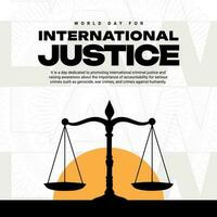 wereld dag van Internationale gerechtigheid dag sociaal media post sjabloon vector