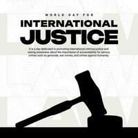 wereld dag van Internationale gerechtigheid dag sociaal media post sjabloon vector