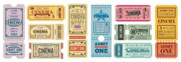 oud film bioscoop kaartjes, toegeven een retro coupon vector