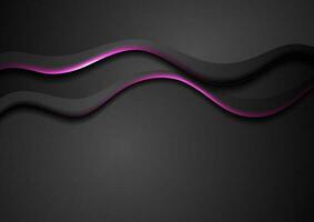 zwart abstract golvend achtergrond met Purper neon licht vector