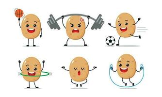 aardappel oefening verschillend sport werkzaamheid vector illustratie sticker