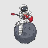 astronaut gitaar spelen op de maan, premium vector