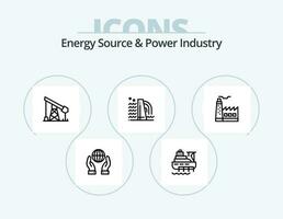 energie bron en macht industrie lijn icoon pak 5 icoon ontwerp. ingenieur. stroom. gebouw. bron. energie vector