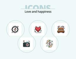 liefde lijn gevulde icoon pak 5 icoon ontwerp. hart. chemisch. hart. feest. ballon vector
