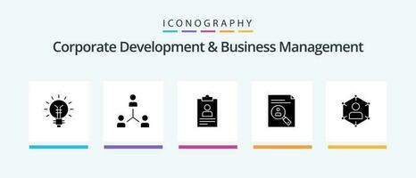 zakelijke ontwikkeling en bedrijf beheer glyph 5 icoon pak inclusief CV. klembord. medewerking. sollicitatie. team. creatief pictogrammen ontwerp vector