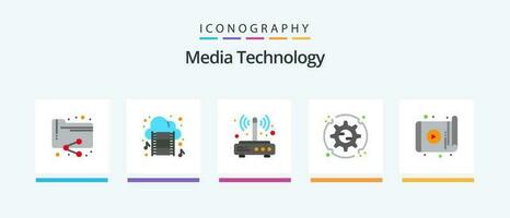 media technologie vlak 5 icoon pak inclusief app. opstelling. modem. instelling. draadloze. creatief pictogrammen ontwerp vector