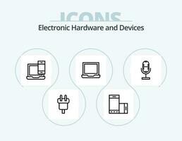 apparaten lijn icoon pak 5 icoon ontwerp. stroom. koord. smartphone. aansluiting. handset vector