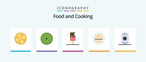 voedsel vlak 5 icoon pak inclusief wikkel. voedsel. ijs room. snoep. voedsel. creatief pictogrammen ontwerp vector