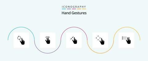 hand- gebaren glyph 5 icoon pak inclusief Actie. omhoog. tabblad. vinger. snuifje vector