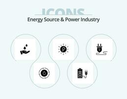 energie bron en macht industrie glyph icoon pak 5 icoon ontwerp. elektrisch. zon. gezuiverd. zonne. energie vector