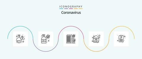 coronavirus lijn 5 icoon pak inclusief geduldig grafiek. bescherming. gebouw. voorkomen. huis vector