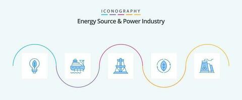 energie bron en macht industrie blauw 5 icoon pak inclusief bouw. stroom. elektrisch. bron. energie vector