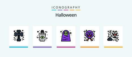 halloween lijn gevulde 5 icoon pak inclusief gezicht. halloween. bloed. gekruist. bot. creatief pictogrammen ontwerp vector
