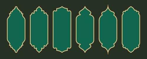 Ramadan kader vormen. gouden grens met patroon voor spandoek. Islamitisch luxe ontwerp elementen voor decoratio wijnoogst vector Sjablonen