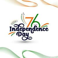 76ste jaren gelukkig Indisch onafhankelijkheid dag vector groet met belettering
