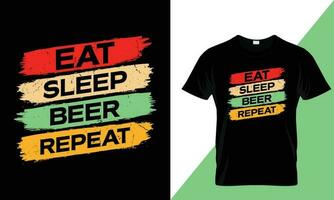 eten slaap bier herhaling typografie drinken t-shirt ontwerp vector