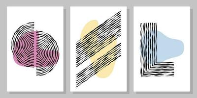 abstract hand- getrokken tekening achtergrond sjabloon kopiëren ruimte set. hedendaags minimalistische backdrop ontwerp voor poster, banier, brochure, tijdschrift, omslag, of folder. vector