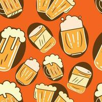 patroon achtergrond met bier pictogrammen vector illustratie