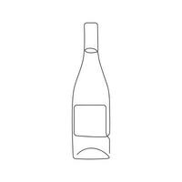 fles van wijn getrokken in een doorlopend lijn. een lijn tekening, minimalisme. vector illustratie.