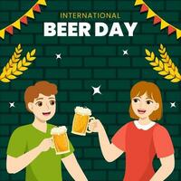 Internationale bier dag sociaal media illustratie vlak tekenfilm hand- getrokken Sjablonen achtergrond vector