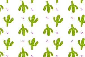 cactus patroon, stekelig groen cactussen Aan een wit achtergrond. patroon, naadloos patroon met schattig groen Mexicaans cactussen. vector