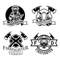 retro brandweerman logo bundel sjabloon. vector