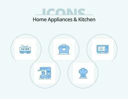 huis huishoudelijke apparaten en keuken blauw icoon pak 5 icoon ontwerp. elektrisch. rijst. restaurant. keuken. machine vector