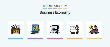 economie lijn gevulde 5 icoon pak inclusief resultaat. economie. tijd. bedrijf. edelsteen. creatief pictogrammen ontwerp vector