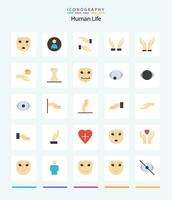 creatief menselijk 25 vlak icoon pak zo net zo gewrichten. Gezondheid. zorg. anatomie. hand- vector
