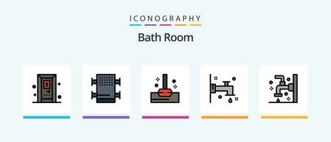 bad kamer lijn gevulde 5 icoon pak inclusief . plunjer. kamer. bad. kraan. creatief pictogrammen ontwerp vector