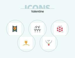 Valentijn vlak icoon pak 5 icoon ontwerp. ticket. dag. amulet. valentijnskaarten. bruiloft vector