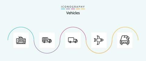 voertuigen lijn 5 icoon pak inclusief uit. gehandicapt. levering. auto. vlucht vector
