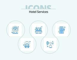 hotel Diensten blauw icoon pak 5 icoon ontwerp. passagier. lift. gebouw. rust uit. dubbele vector
