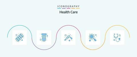 Gezondheid zorg blauw 5 icoon pak inclusief gezondheidszorg. medisch. virus. bacterie vector