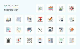25 redactioneel ontwerp vlak kleur icoon pak vector