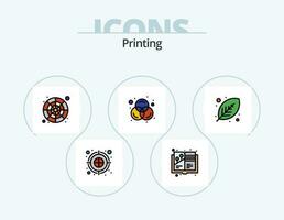 het drukken lijn gevulde icoon pak 5 icoon ontwerp. formaat. klaar. kleur wiel. het dossier. dartbord vector