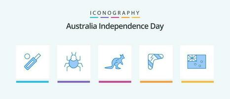 Australië onafhankelijkheid dag blauw 5 icoon pak inclusief boemerang. Australië. Indisch. reizen. inheems. creatief pictogrammen ontwerp vector