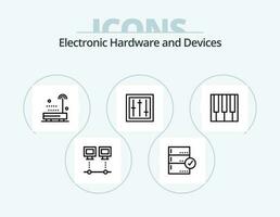 apparaten lijn icoon pak 5 icoon ontwerp. elektronisch. apparaten. controleren. technologie. minidisc vector