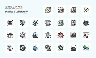 25 wetenschap lijn gevulde stijl icoon pak vector