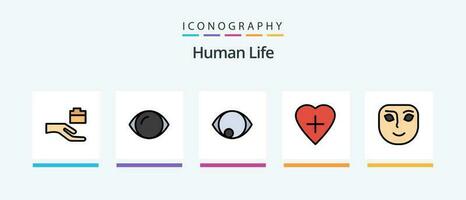 menselijk lijn gevulde 5 icoon pak inclusief visie. gezicht. marketing. oog. hand. creatief pictogrammen ontwerp vector