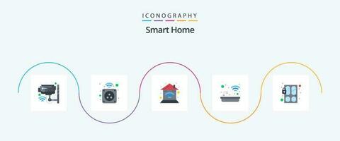 slim huis vlak 5 icoon pak inclusief badkuip. huis. plug. bad. slim vector