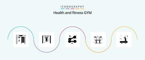 Sportschool glyph 5 icoon pak inclusief . oefening. loopband. Sportschool vector