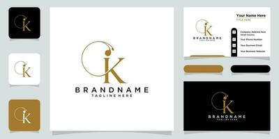 eerste brief k luxe logo ontwerp vector met bedrijf kaart ontwerp premie vector