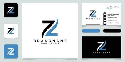 eerste brief z logo ontwerp vector sjabloon. creatief z logo ontwerp met bedrijf kaart ontwerp sjabloon