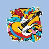 muziek- instrument gitaar sticker ontwerp vector illustratie