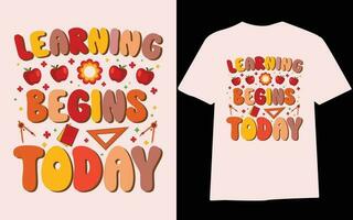 terug naar school- t-shirt ontwerp, eerste dag Bij school- , honderd dagen van school, typografie t-shirt ontwerp voor kinderen. vector