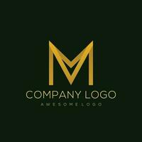 v m brief eerste logo luxe goud kleur vector